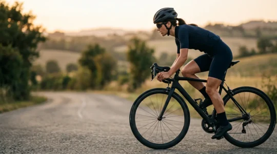 Cycliste concentré sur la technique de pédalage pour optimiser l'efficacité énergétique