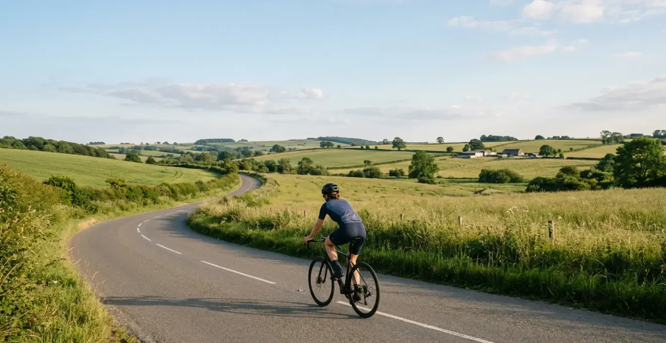 Cycliste sur route pratiquant le vélo de manière saine pour prévenir les blessures