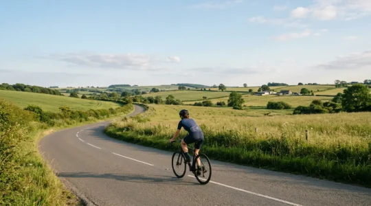 Cycliste sur route pratiquant le vélo de manière saine pour prévenir les blessures