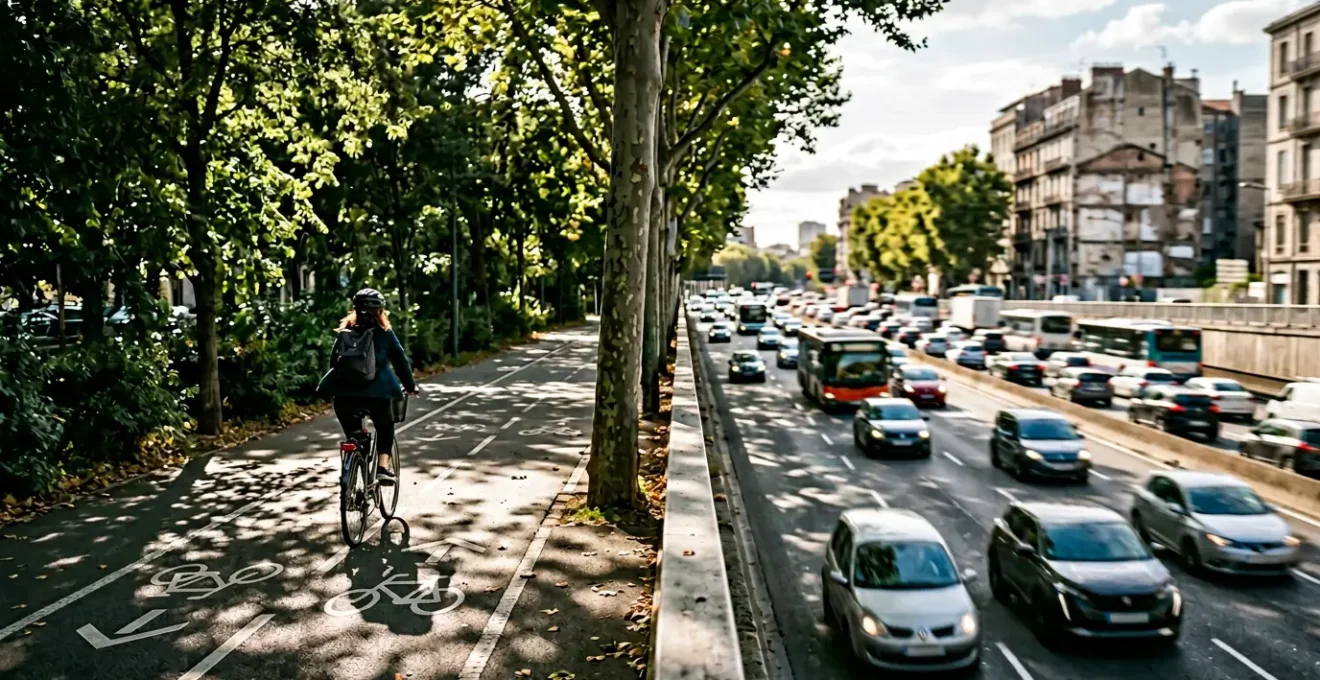 Cycliste choisissant un itinéraire alternatif pour réduire son exposition à la pollution urbaine