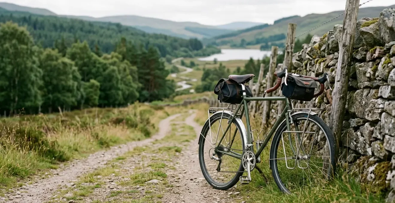 Vélo robuste garé dans un environnement naturel illustrant la durabilité et la préservation des ressources