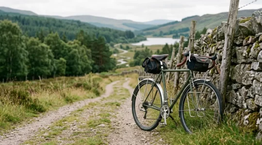 Vélo robuste garé dans un environnement naturel illustrant la durabilité et la préservation des ressources