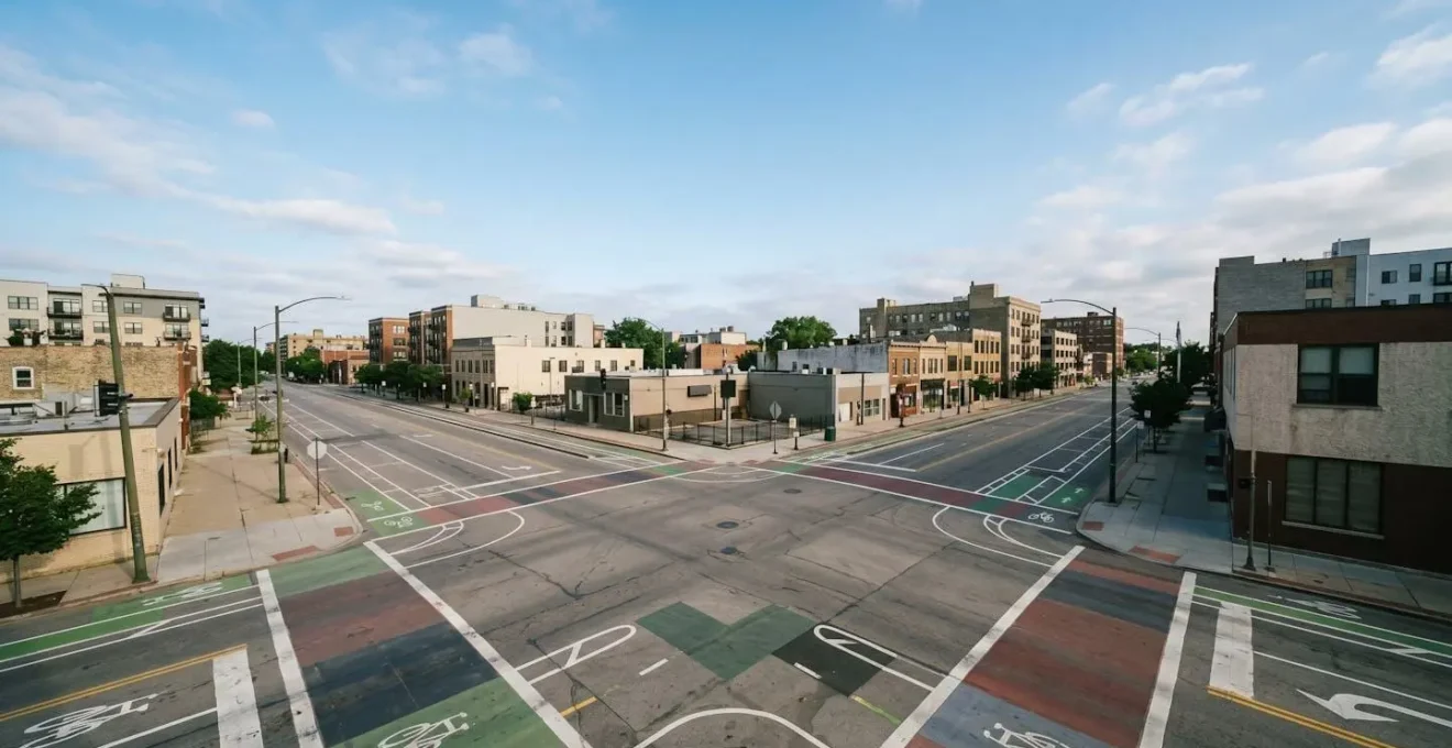 Vue d'ensemble d'un réseau cyclable urbain montrant les connexions et discontinuités