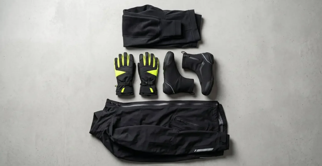 Composition symbolique représentant la hiérarchie des priorités d'équipement cycliste hiver selon la thermorégulation